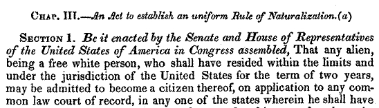 1790 Naturalization Act